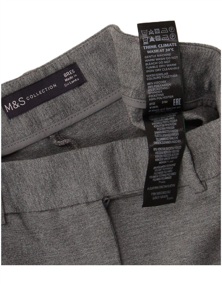 MARKS & SPENCER Womens Straight Casual Trousers UK 8 Small W26 L25 Grey