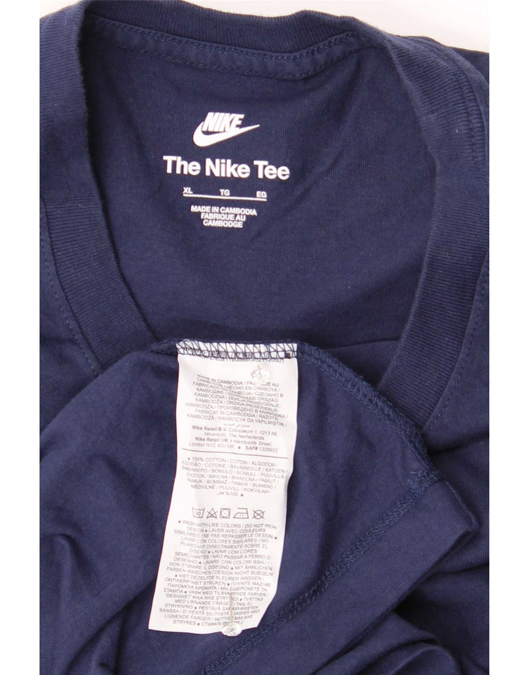 Nike Mens T-Shirt Top XL Navy Blue Cotton