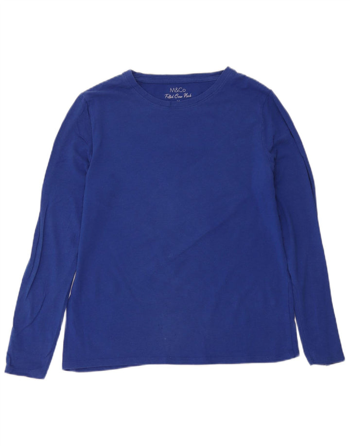 M&Co Womens Top Long Sleeve UK 14 Medium Blue Modal