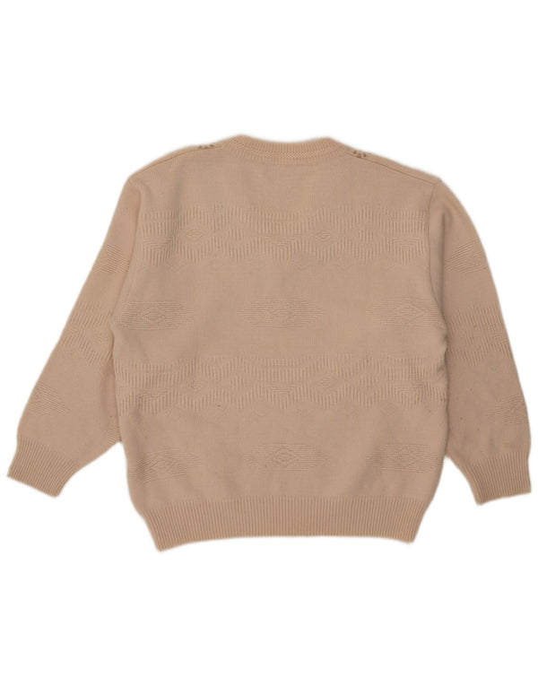 Malagrida Womens V-Neck Jumper Sweater UK 18 XL Beige Geometric