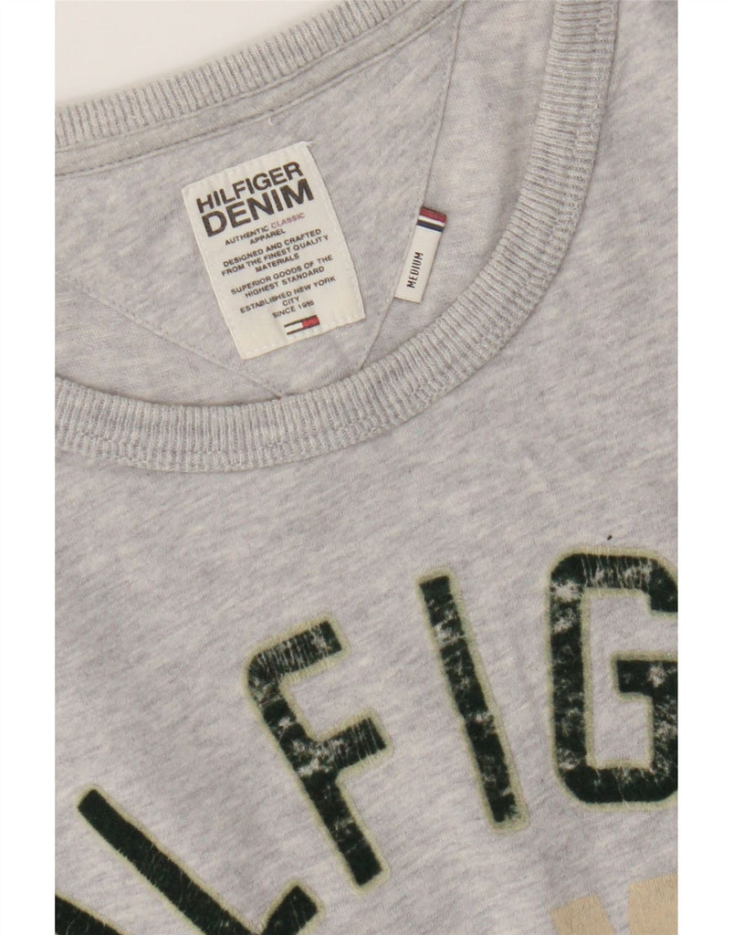 TOMMY HILFIGER Mens Graphic T-Shirt Top Medium Grey Cotton Vintage Tommy Hilfiger and Second-Hand Tommy Hilfiger from Messina Hembry 