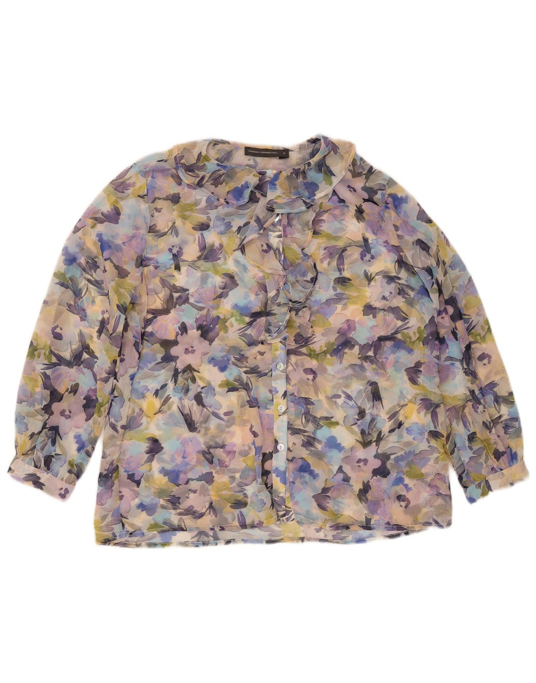 French Connection Womens See Through Shirt Blouse UK 10 Small Multicoloured