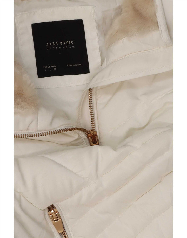 Zara Womens Padded Jacket UK 14 Large White