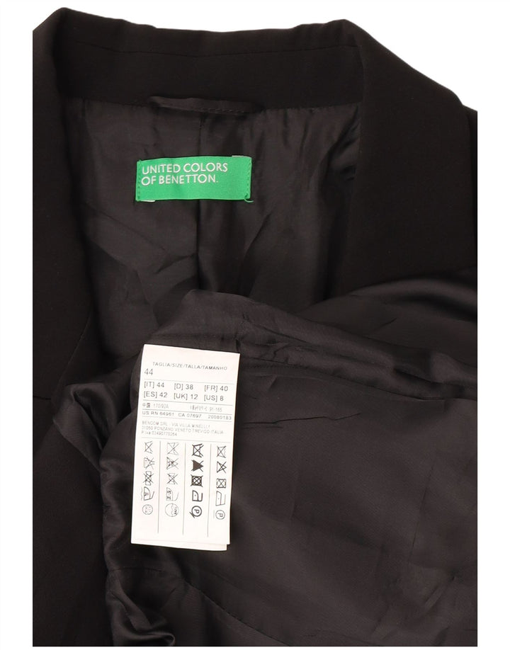 Benetton Womens 1 Button 1 Button Blazer Jacket UK 12 Medium Black Classic