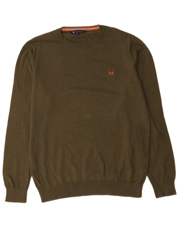 Crew Clothing Mens Neck Jumper Sweater XL Khaki Cotton