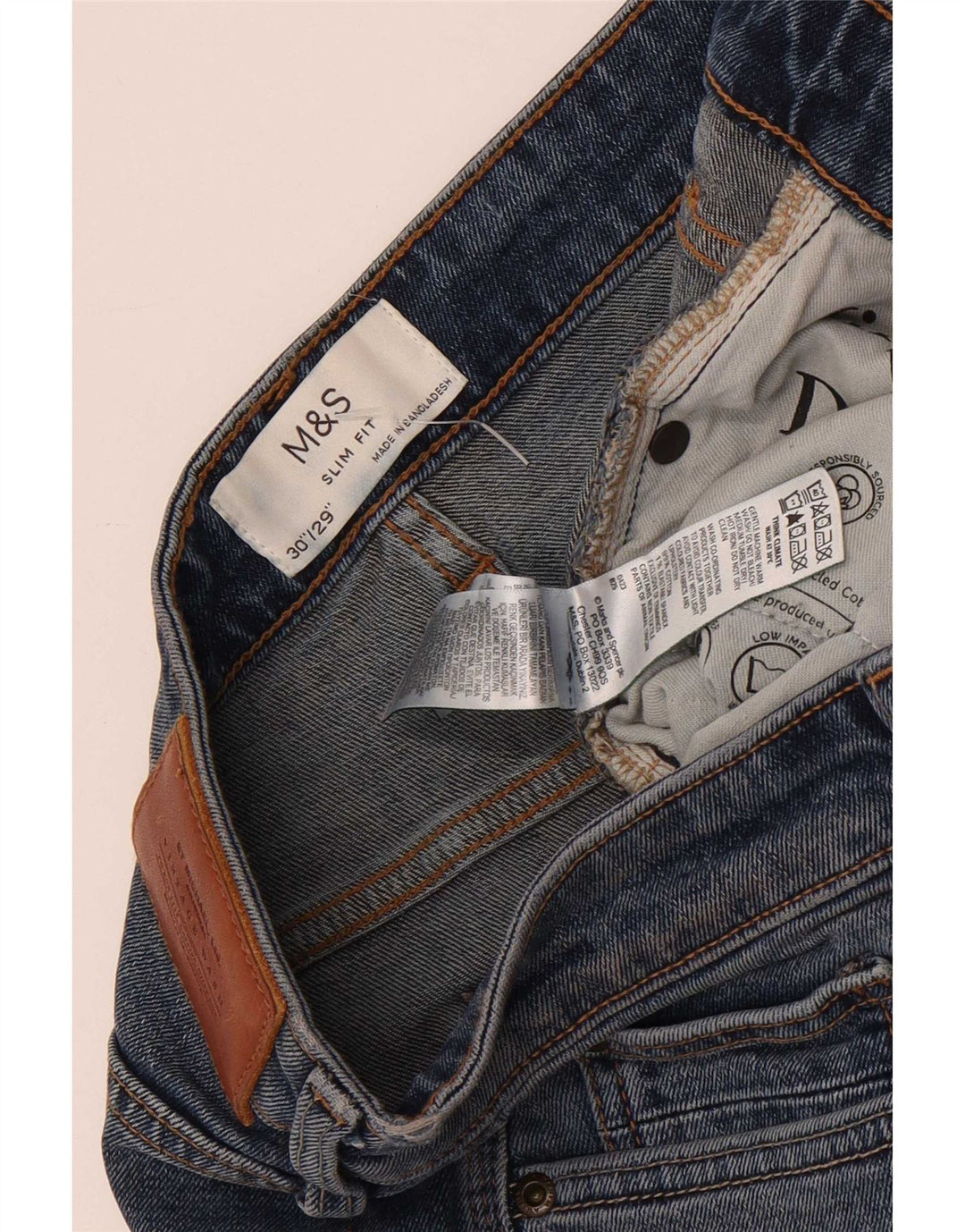 Marks & Spencer Mens Slim Fit Slim Jeans W30 L29 Blue Cotton