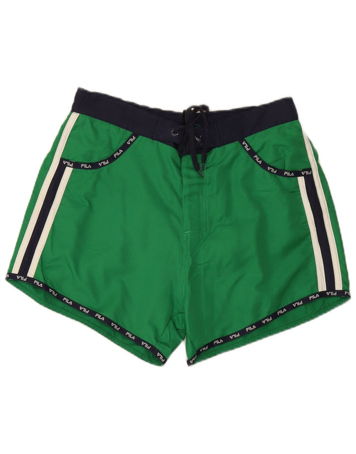 Fila Mens Graphic Swimming Shorts Medium Green Colourblock Polyester