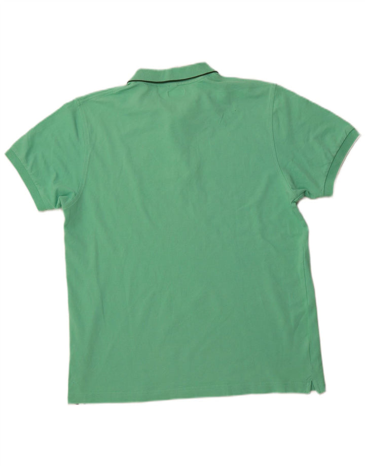 SUNDEK Mens Polo Shirt Large Green Cotton
