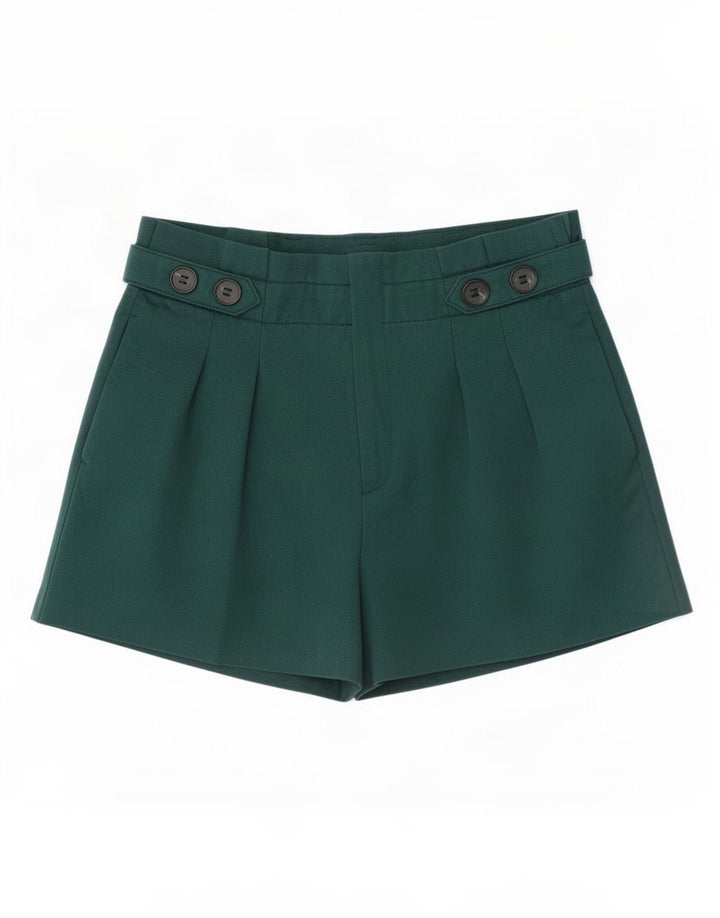 Zara Womens High Rise Casual Shorts Large W32 Green Polyester