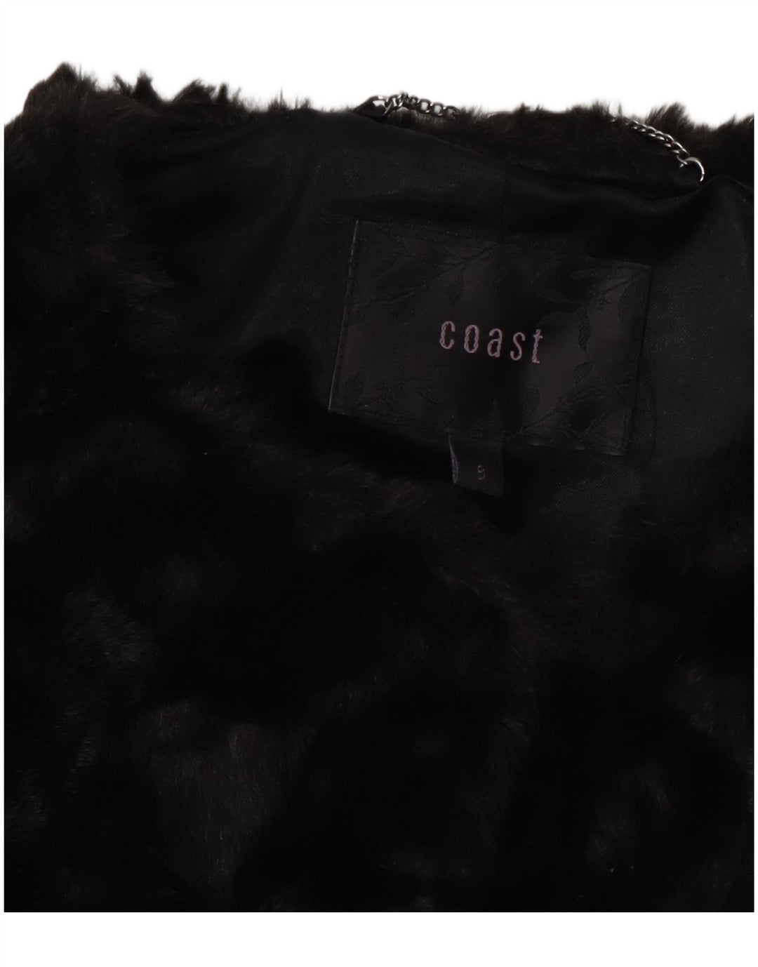 Coast Womens Crop Faux Fur Bomber Jacket UK 8 Small Black