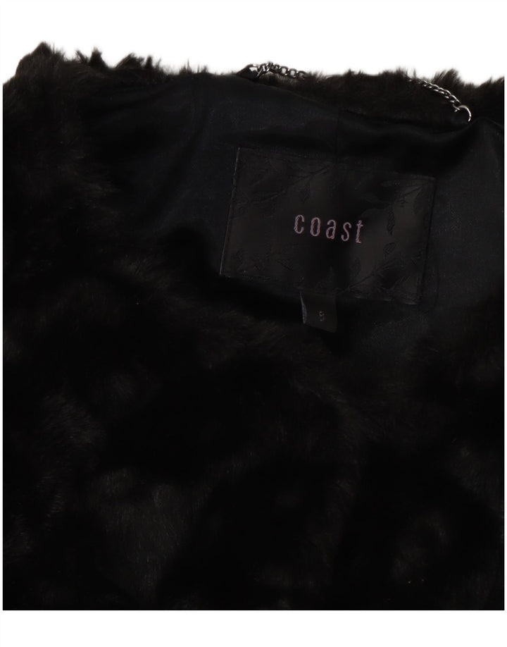 Coast Womens Crop Faux Fur Bomber Jacket UK 8 Small Black