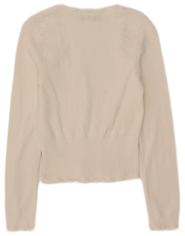 Zara Womens Crop Boat Neck Jumper Sweater UK 8 Small White Viscose