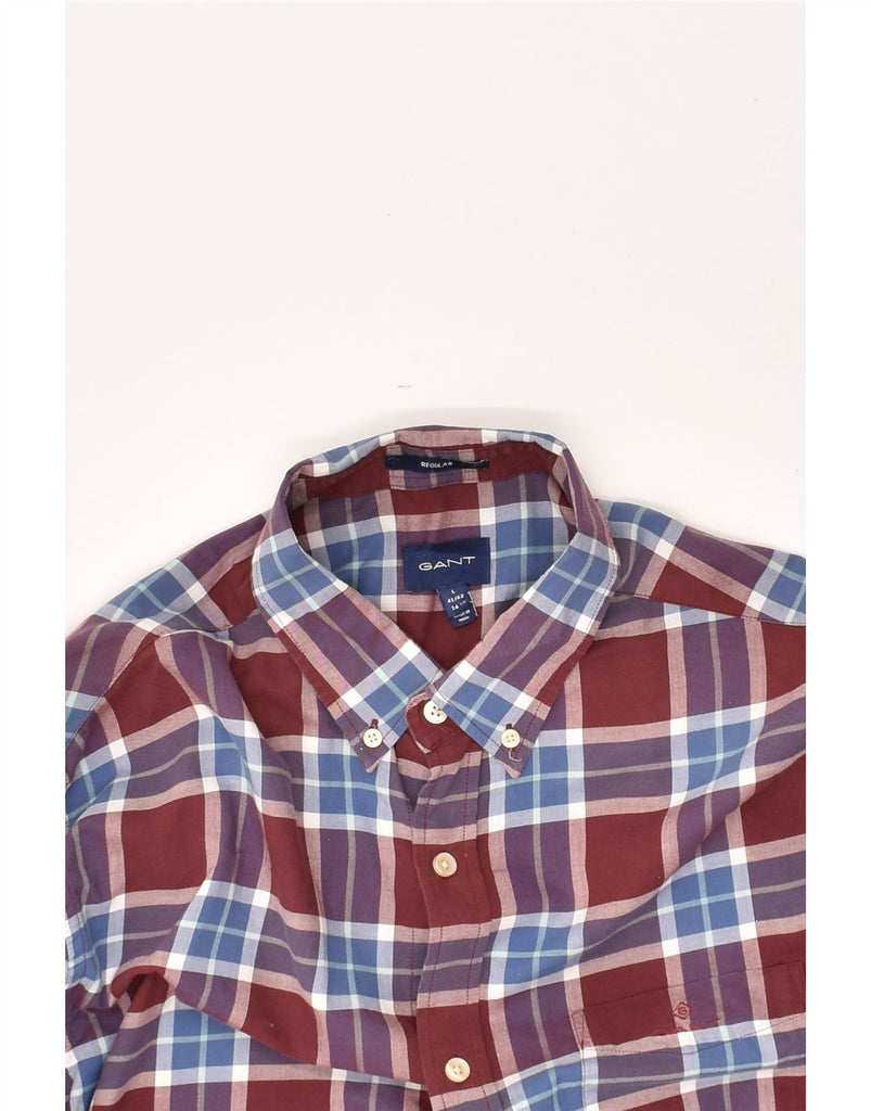 GANT Mens Regular Shirt Size 16 1/2 41 42 Large Maroon Check Cotton | Vintage Gant | Thrift | Second-Hand Gant | Used Clothing | Messina Hembry 