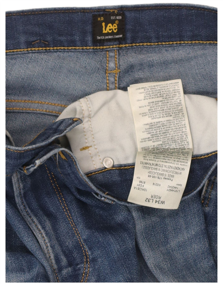 Lee Mens Rider Slim Jeans W34 L32 Blue Cotton