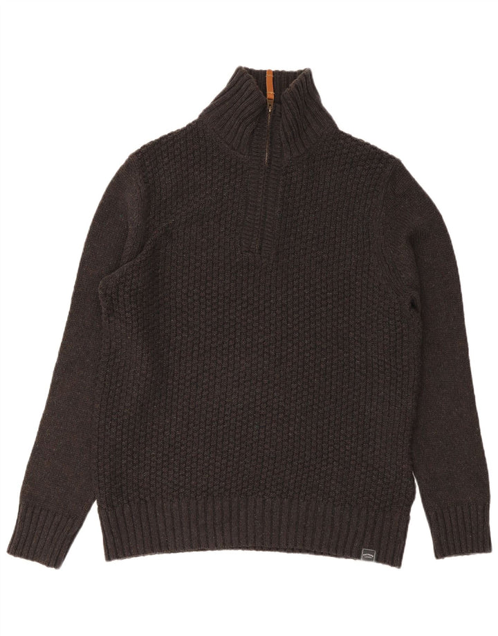 Fat Face Mens Zip Neck Jumper Sweater Large Grey Cotton