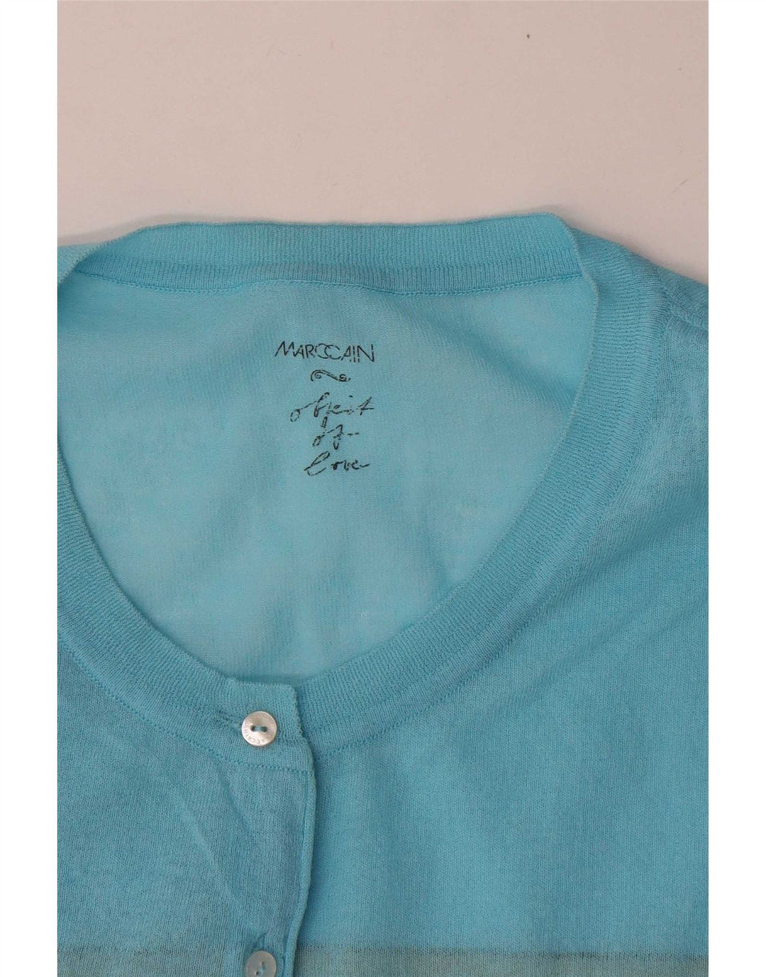 Marccain Womens Crop Cardigan Sweater UK 14 Medium Blue Striped