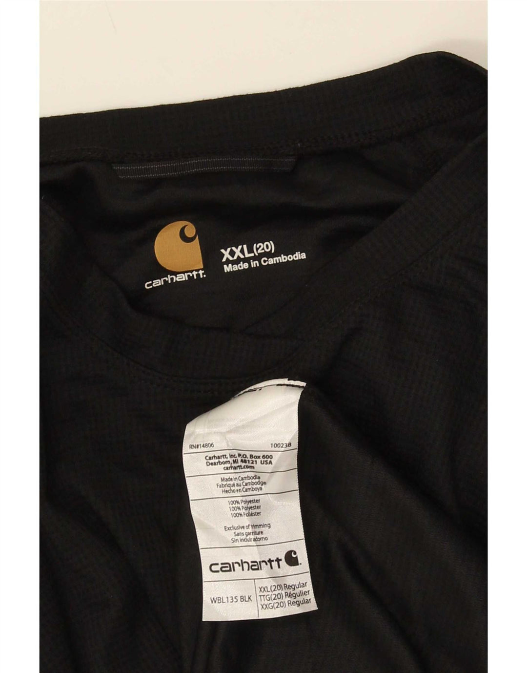 Carhartt Womens Top Long Sleeve UK 20 2XL Black Polyester