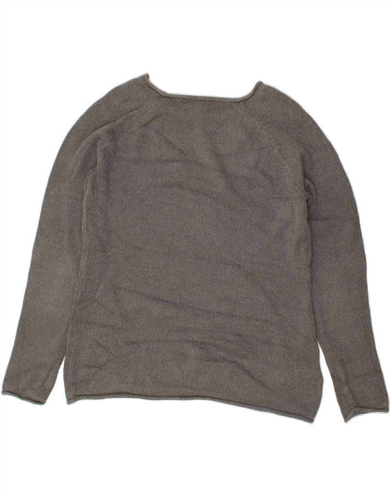 EDDIE BAUER Womens Boat Neck Jumper Sweater UK 14 Medium Grey Cotton | Vintage Eddie Bauer | Thrift | Second-Hand Eddie Bauer | Used Clothing | Messina Hembry 