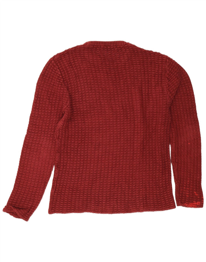 Zara Mens Crew Neck Jumper Sweater XL Burgundy