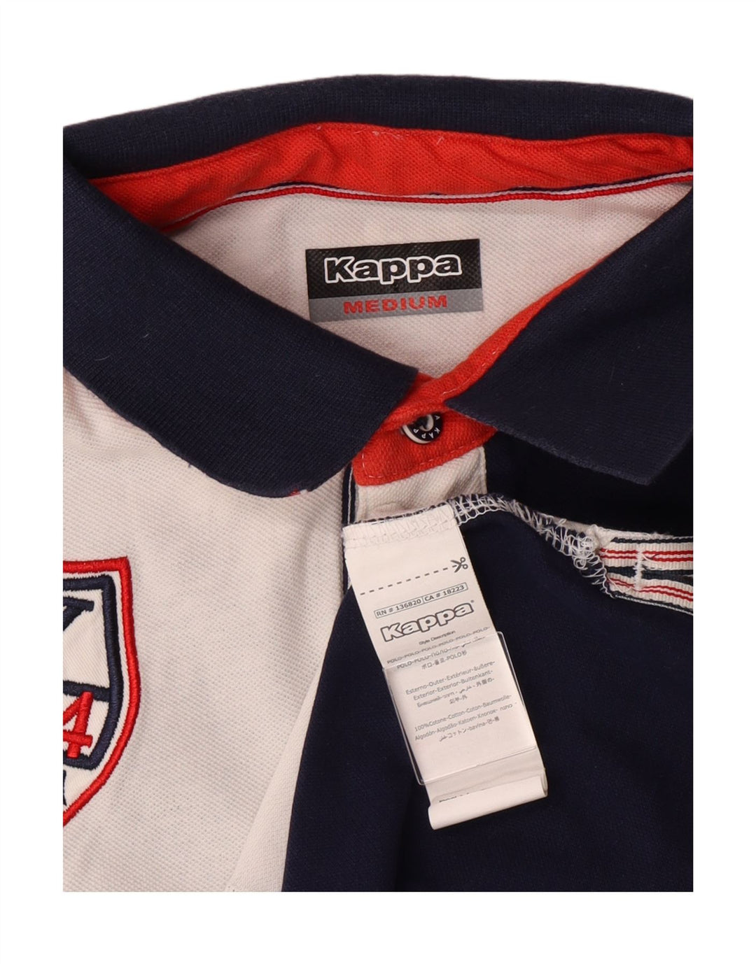 KAPPA Mens Graphic Polo Shirt Medium Navy Blue Colourblock Cotton