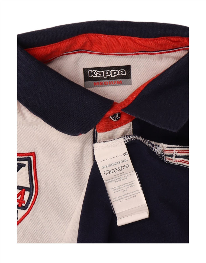 KAPPA Mens Graphic Polo Shirt Medium Navy Blue Colourblock Cotton