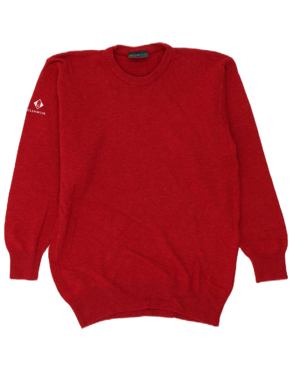 Glenmuir Mens Crew Neck Jumper Sweater Small Burgundy Lambswool