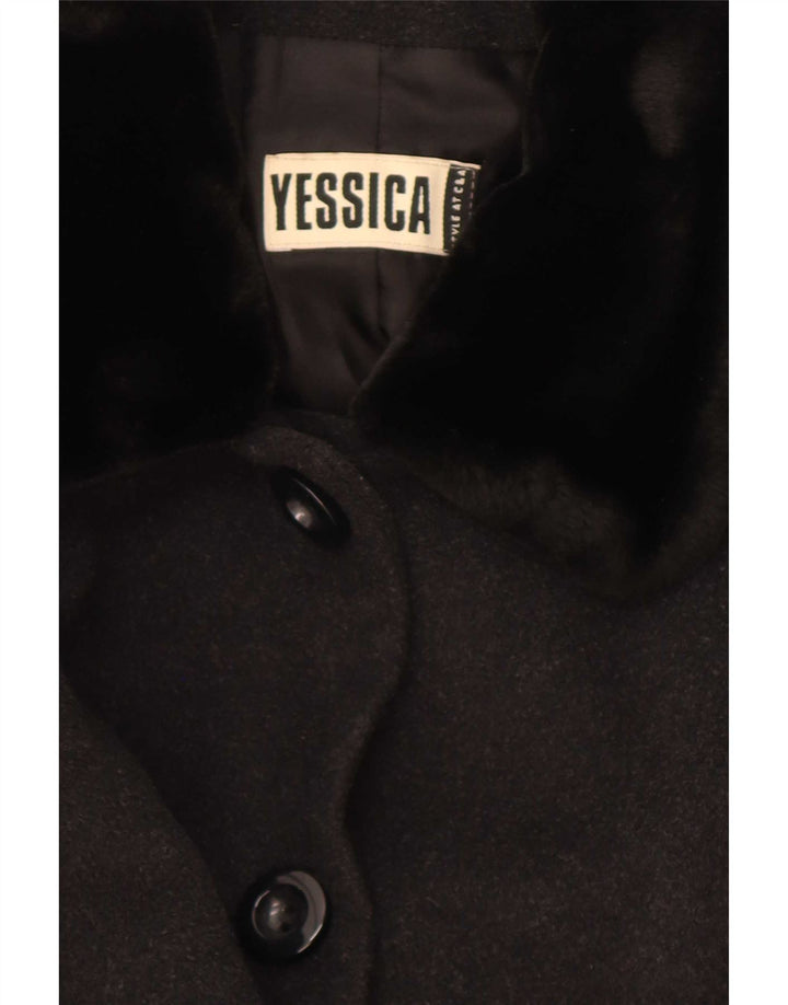 Yessica Womens Overcoat UK 8 Small Black Wool