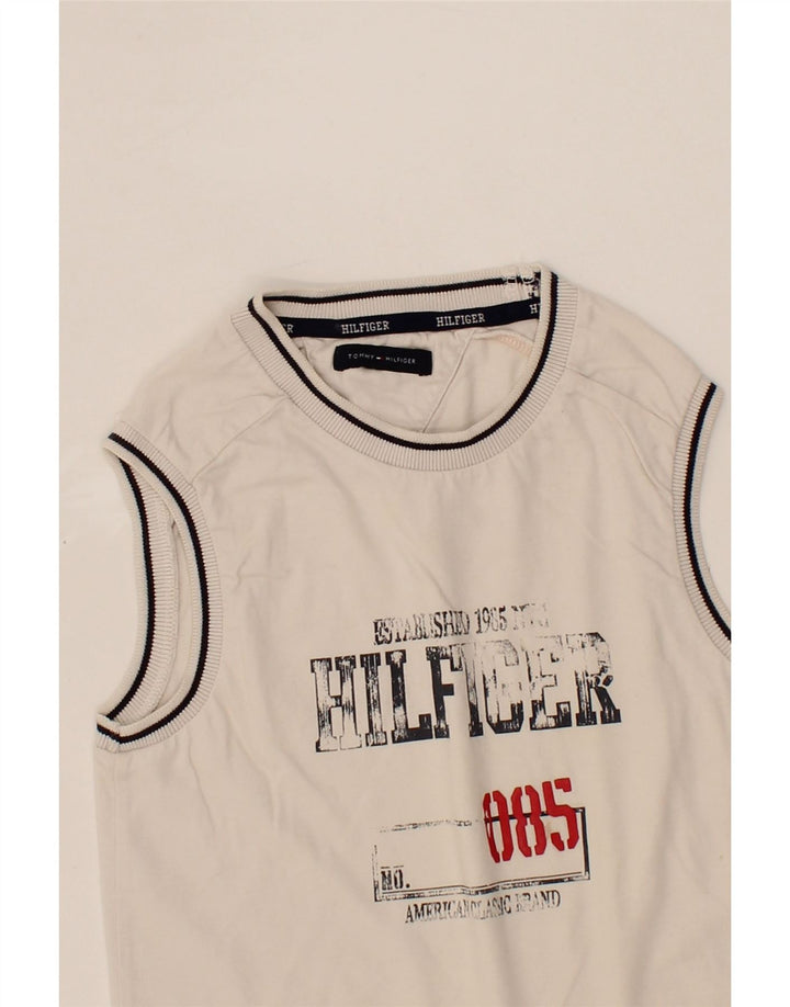 TOMMY HILFIGER Boys Graphic Vest Top 5-6 Years White Vintage Tommy Hilfiger and Second-Hand Tommy Hilfiger from Messina Hembry 