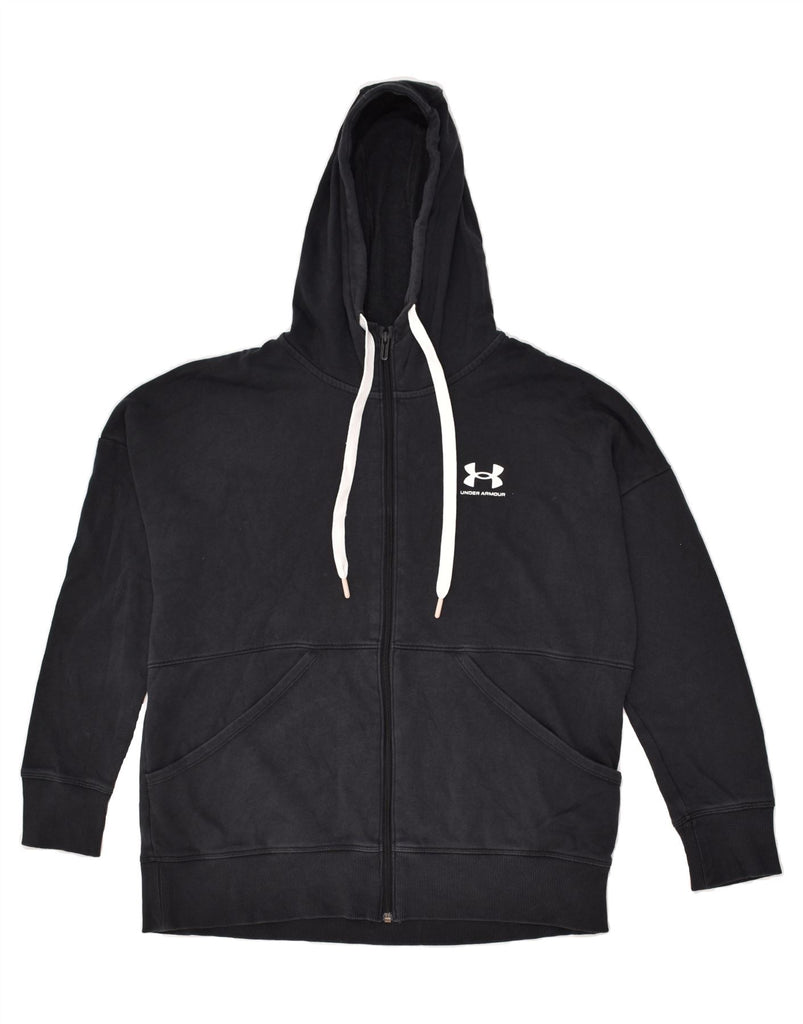 UNDER ARMOUR Mens Zip Hoodie Sweater Medium Navy Blue Cotton | Vintage Under Armour | Thrift | Second-Hand Under Armour | Used Clothing | Messina Hembry 