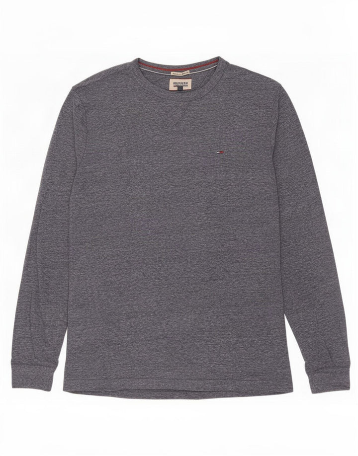 Tommy Hilfiger Mens Top Long Sleeve Large Navy Blue Flecked Polyester