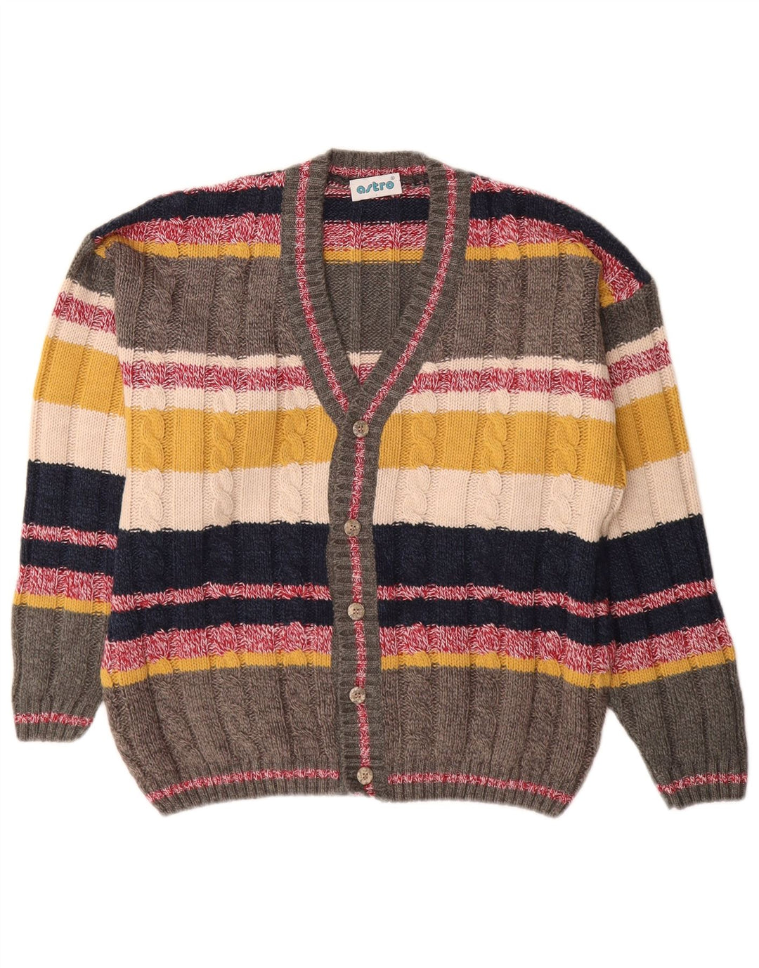 Vintage Womens Cardigan Sweater UK 12 Medium Multicoloured Striped