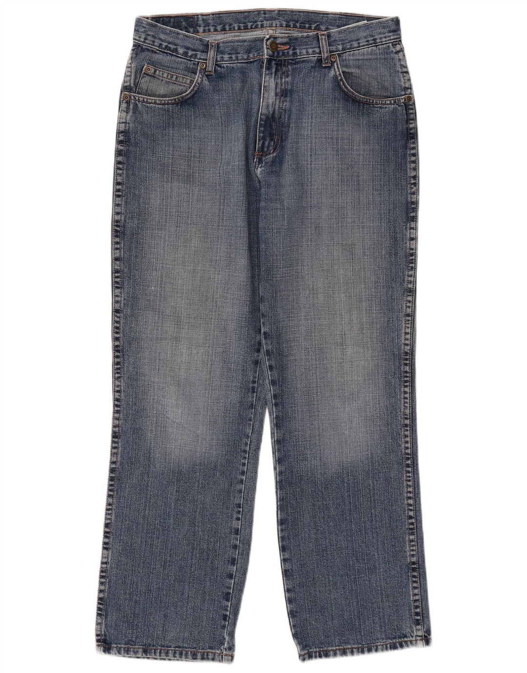 Wrangler Mens Regular Fit Straight Jeans W34 L30 Blue Cotton