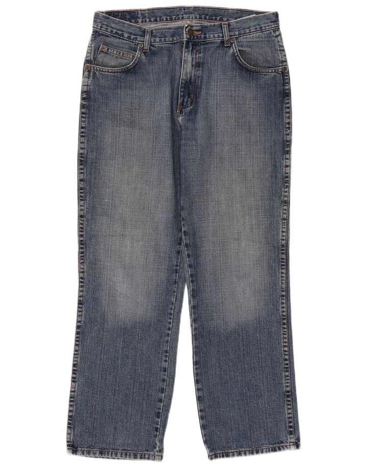 Wrangler Mens Regular Fit Straight Jeans W34 L30 Blue Cotton