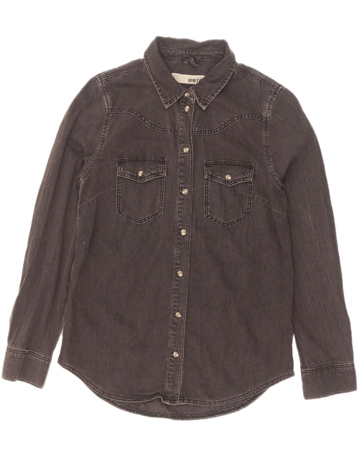 Topshop Womens Denim Shirt UK 12 Medium Black Cotton