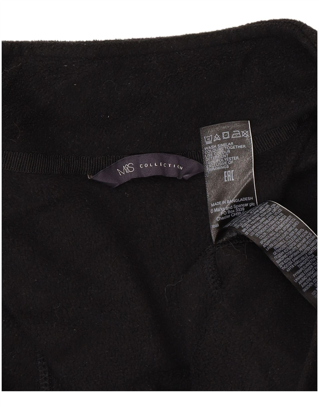 Marks & Spencer Womens Fleece Jacket UK 16 Large Black Polyester