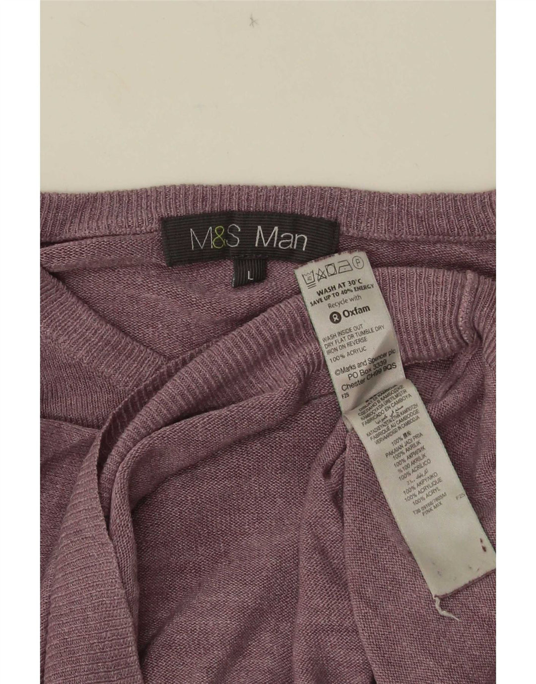 Marks & Spencer Mens Crew Neck Jumper Sweater Large Purple Acrylic
