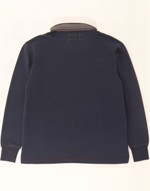 Gant Mens Long Sleeve Rugby Polo Shirt Large Navy Blue Cotton