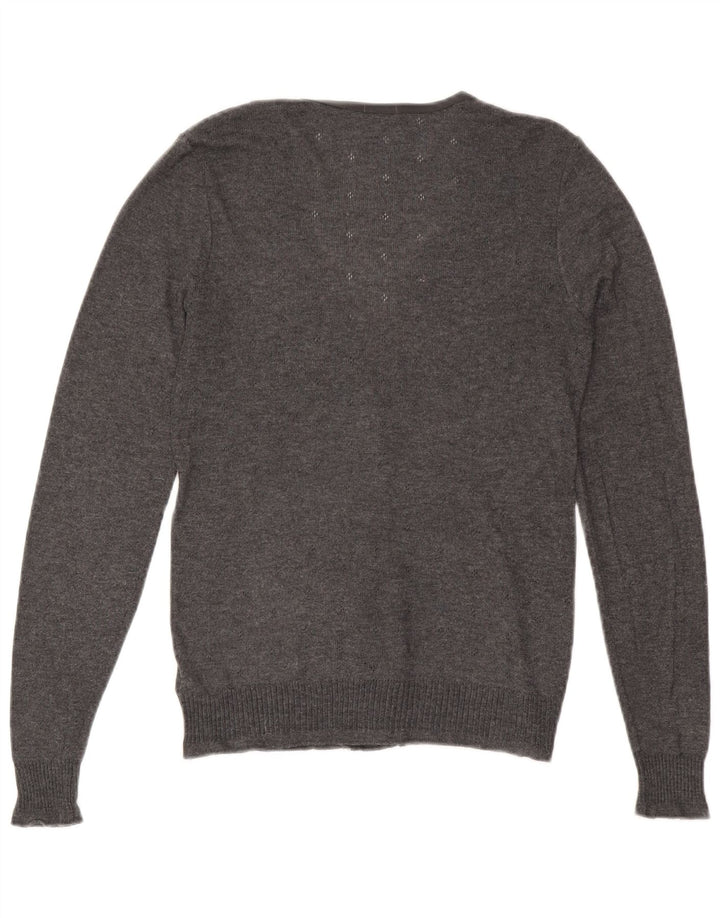 JIGSAW Womens Cardigan Sweater UK 12 Medium Grey Polyester