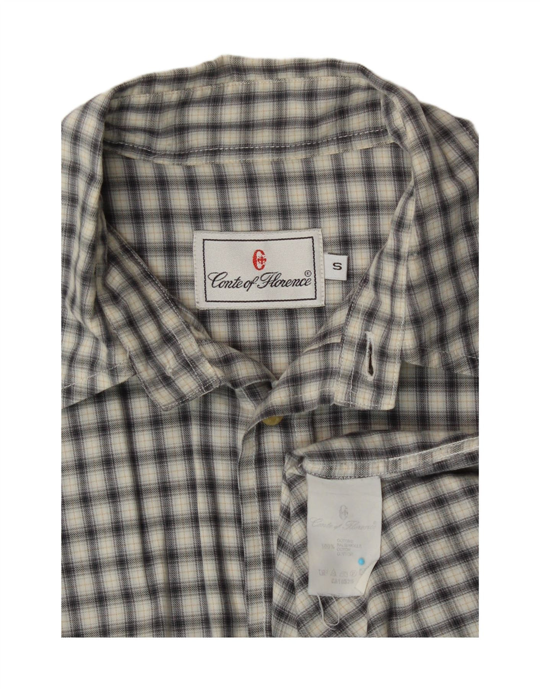 CONTE OF FLORENCE Mens Flannel Shirt Small Grey Check Cotton Vintage Conte of Florence and Second-Hand Conte of Florence from Messina Hembry 