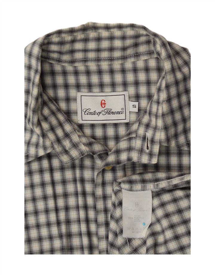 CONTE OF FLORENCE Mens Flannel Shirt Small Grey Check Cotton Vintage Conte of Florence and Second-Hand Conte of Florence from Messina Hembry 