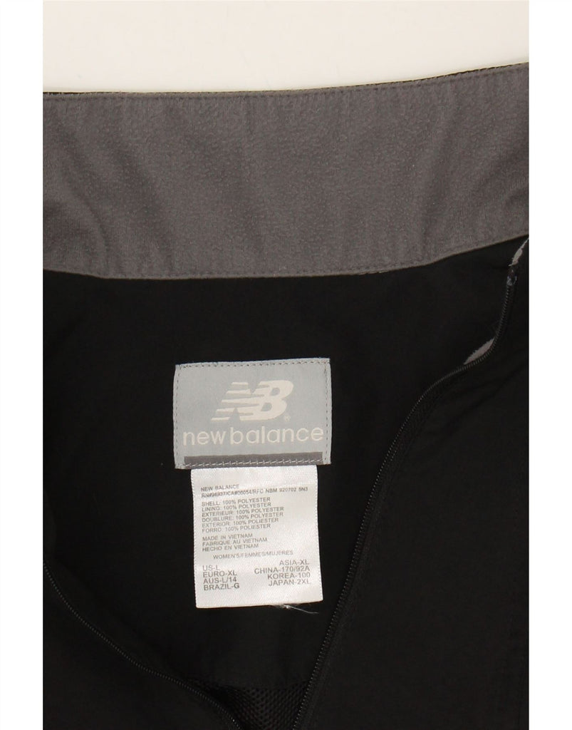 NEW BALANCE Womens Tracksuit Top Jacket UK 16 Large Black Polyester Vintage New Balance and Second-Hand New Balance from Messina Hembry 