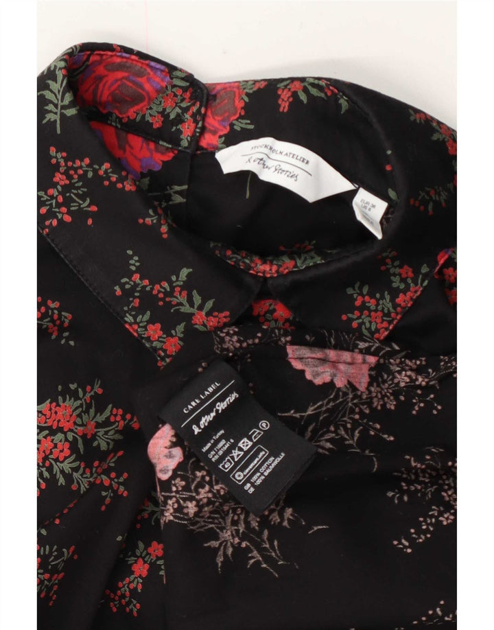 & Other Stories Womens Long Sleeve Blouse Top EU 36 Small Black Floral