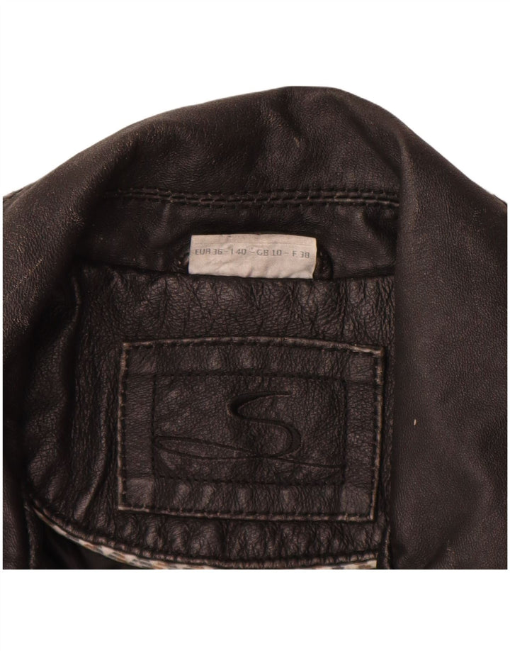 Vintage Womens Leather Jacket UK 10 Small Black Leather