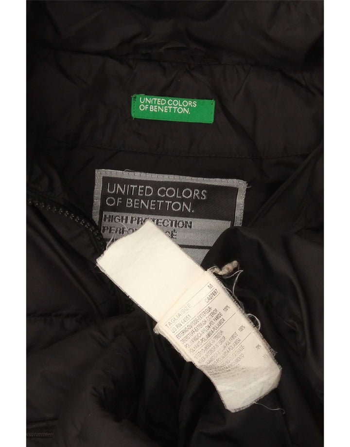 Benetton Womens Padded Jacket UK 14 Medium Black Nylon