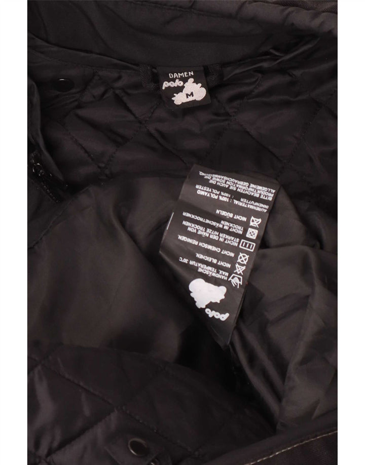 POLO Womens Motorcycle Racer Jacket UK 14 Medium Black Colourblock