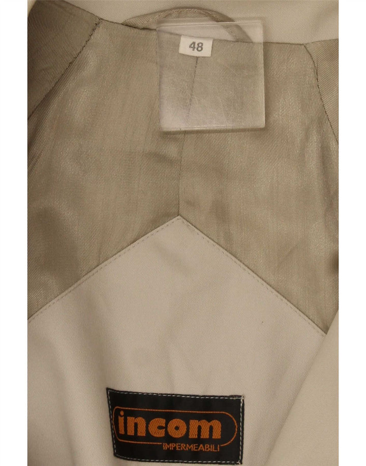 Incom Mens Double Breasted Trench Coat IT 48 Medium Grey
