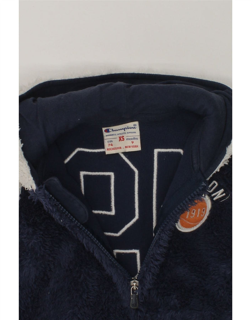 CHAMPION Baby Boys Graphic Hooded Fleece Jacket 6-9 Months Navy Blue | Vintage Champion | Thrift | Second-Hand Champion | Used Clothing | Messina Hembry 