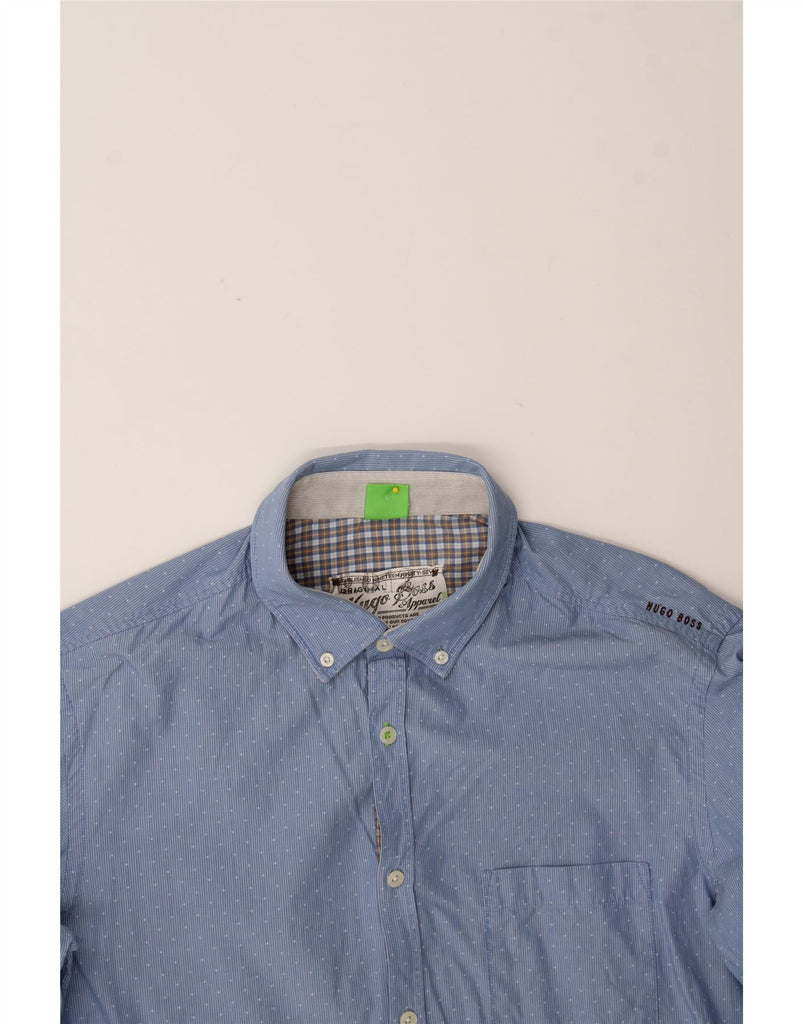 HUGO BOSS Mens Shirt Large Blue Spotted Cotton Vintage Hugo Boss and Second-Hand Hugo Boss from Messina Hembry 