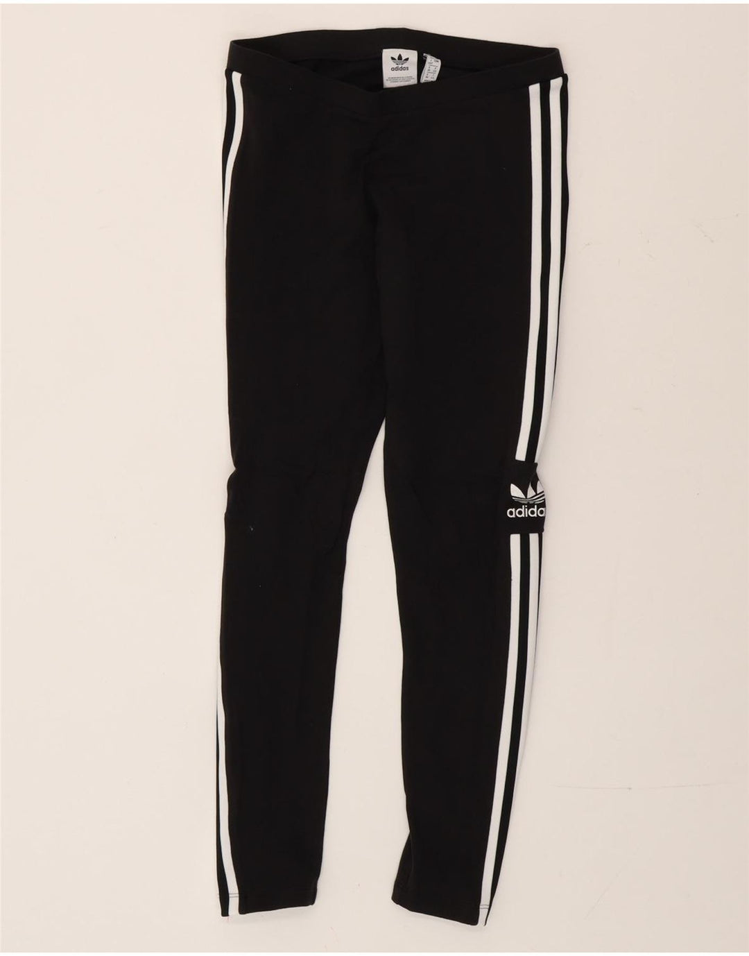 Adidas Womens Graphic Leggings UK 12 Medium Black Cotton