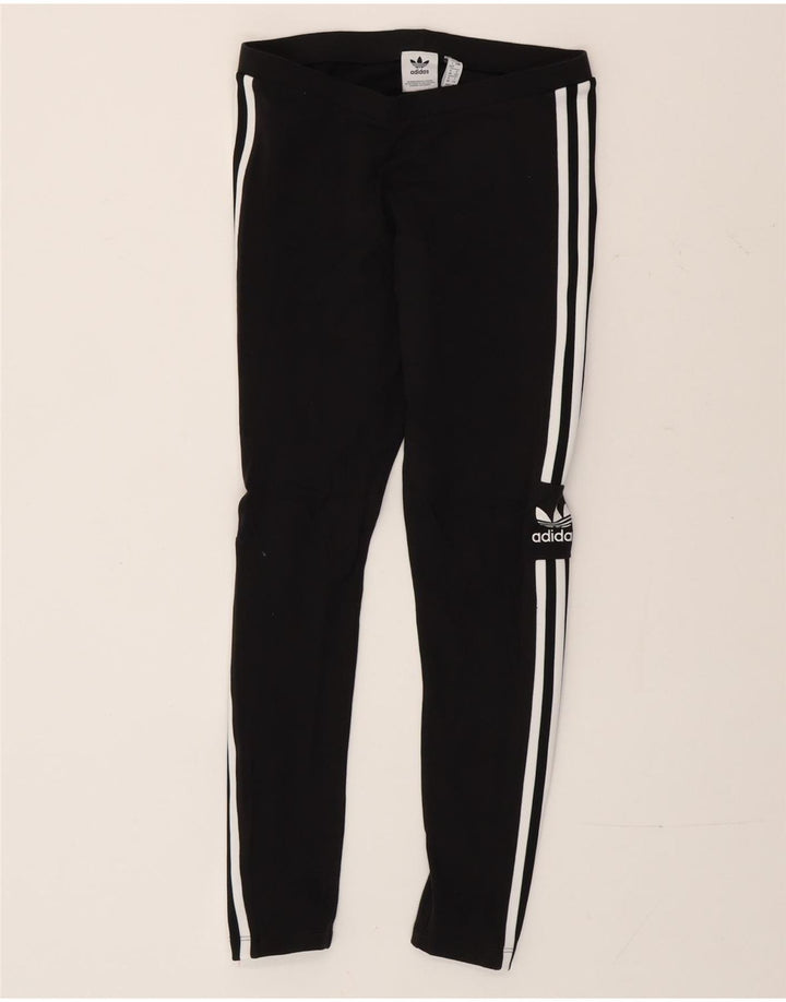 Adidas Womens Graphic Leggings UK 12 Medium Black Cotton
